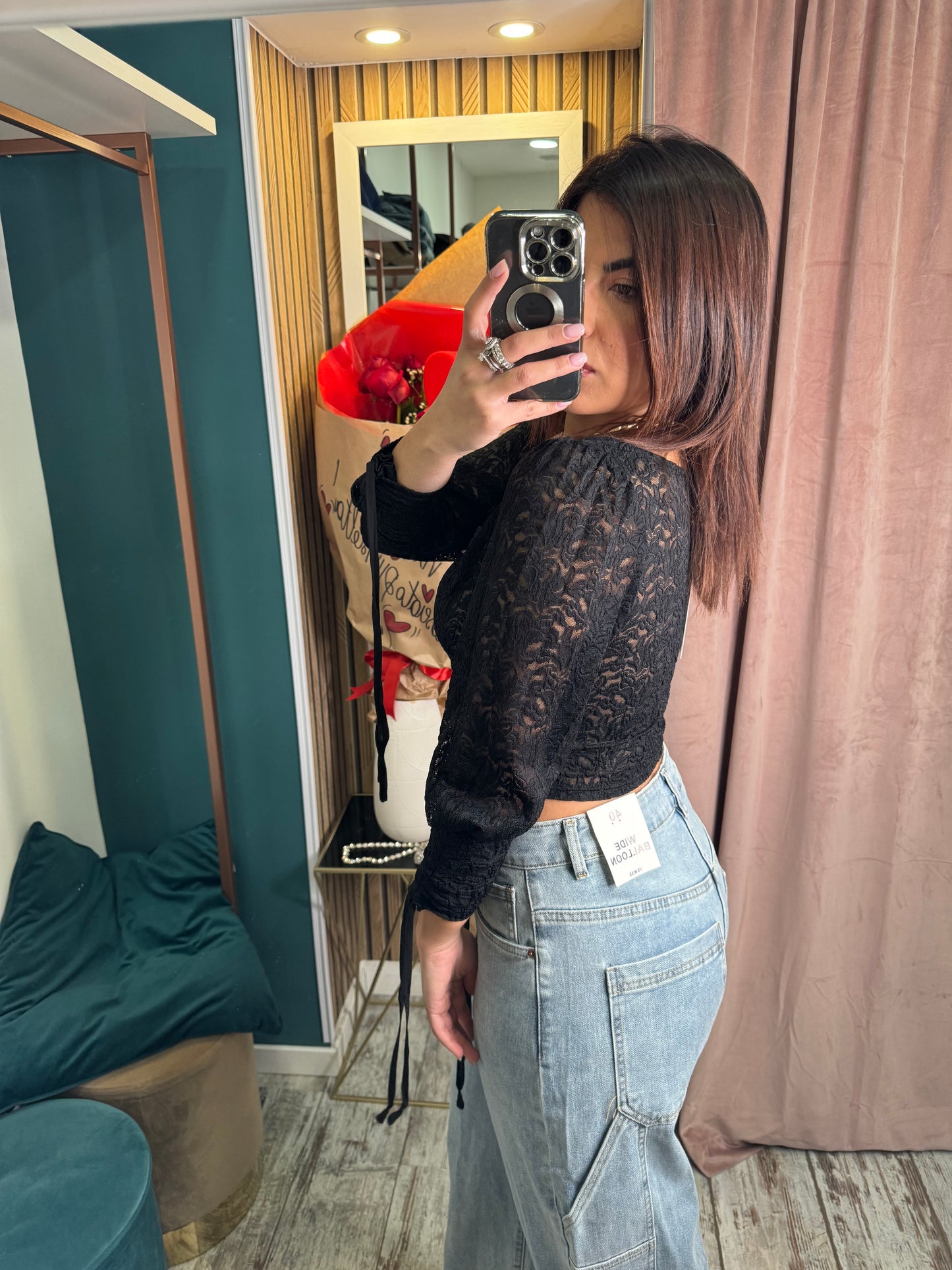 Top merletto nero